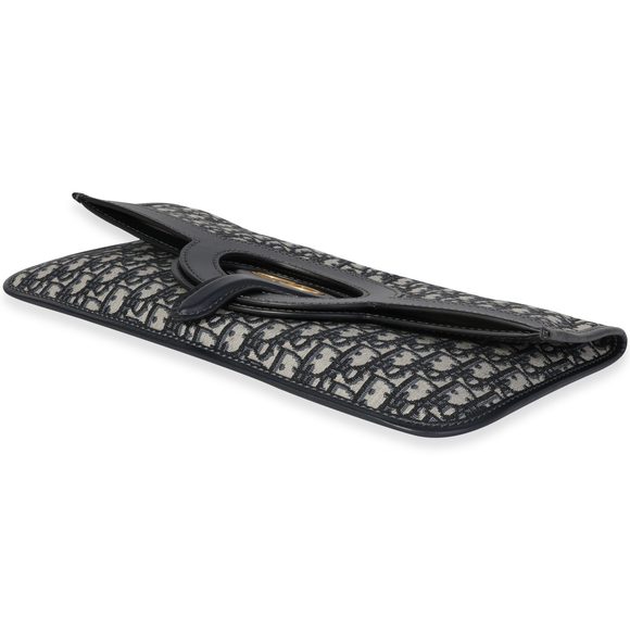 Dior Blue Oblique Jacquard Fold Over Clutch - Picture 5 of 7